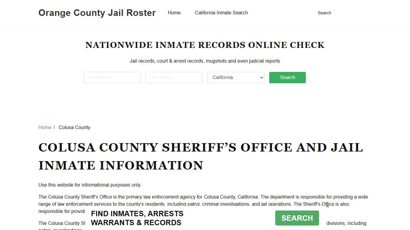 Colusa County Sheriff, CA, Jail Inmate Search, Recent Arrests