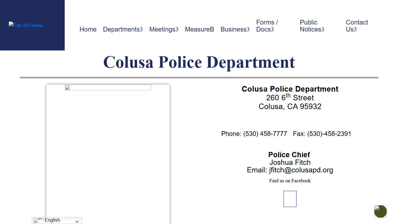Police Department – City of Colusa